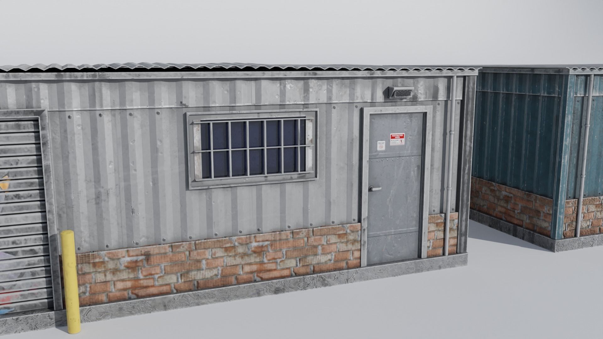Small Industrial Utility Garage 4K and 2K Low-poly 3D model_9