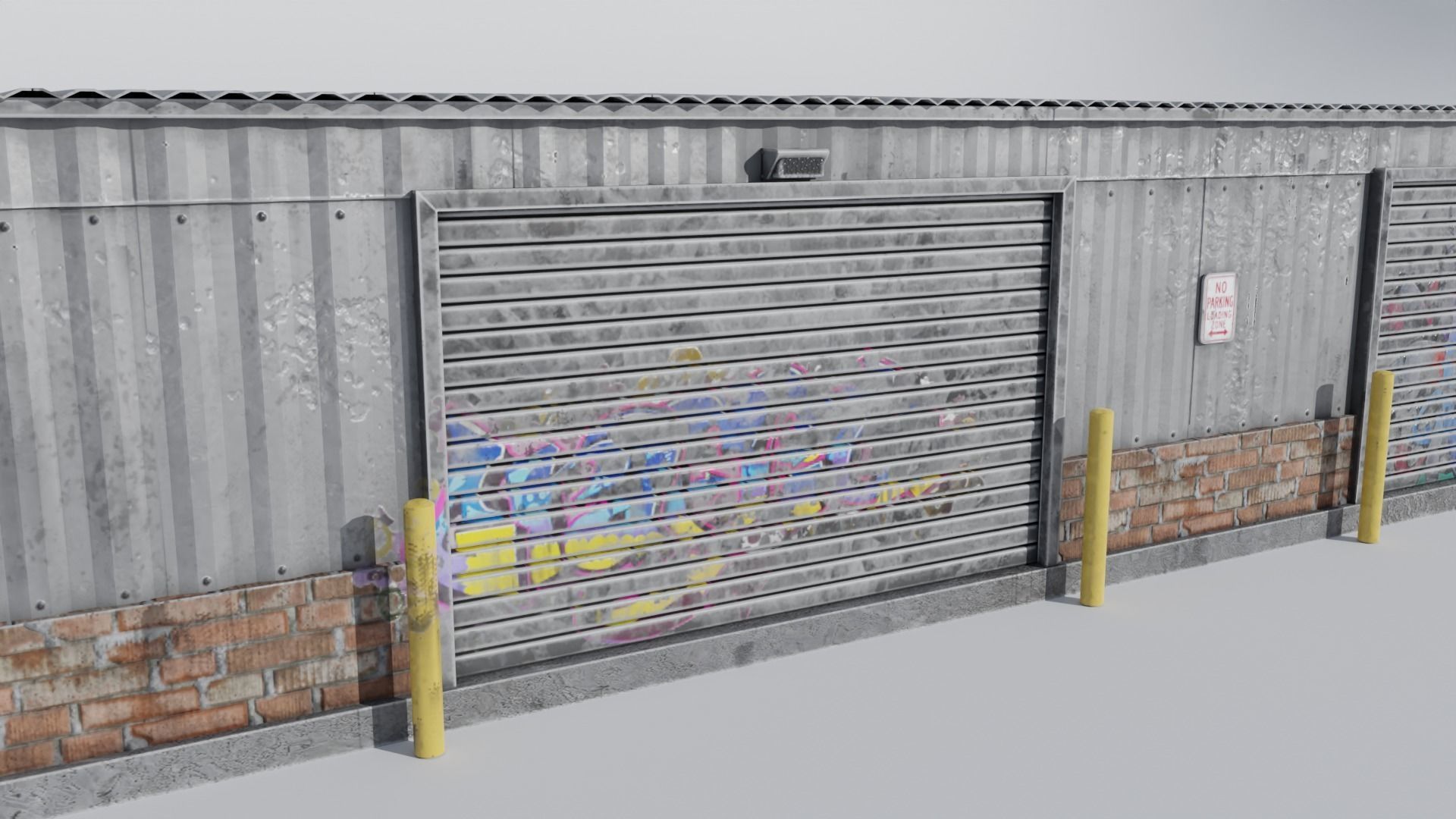 Small Industrial Utility Garage 4K and 2K Low-poly 3D model_10