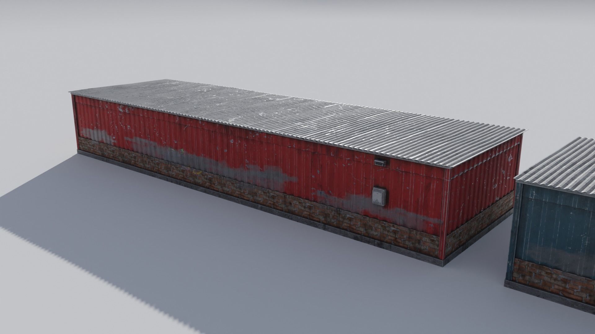 Small Industrial Utility Garage 4K and 2K Low-poly 3D model_3