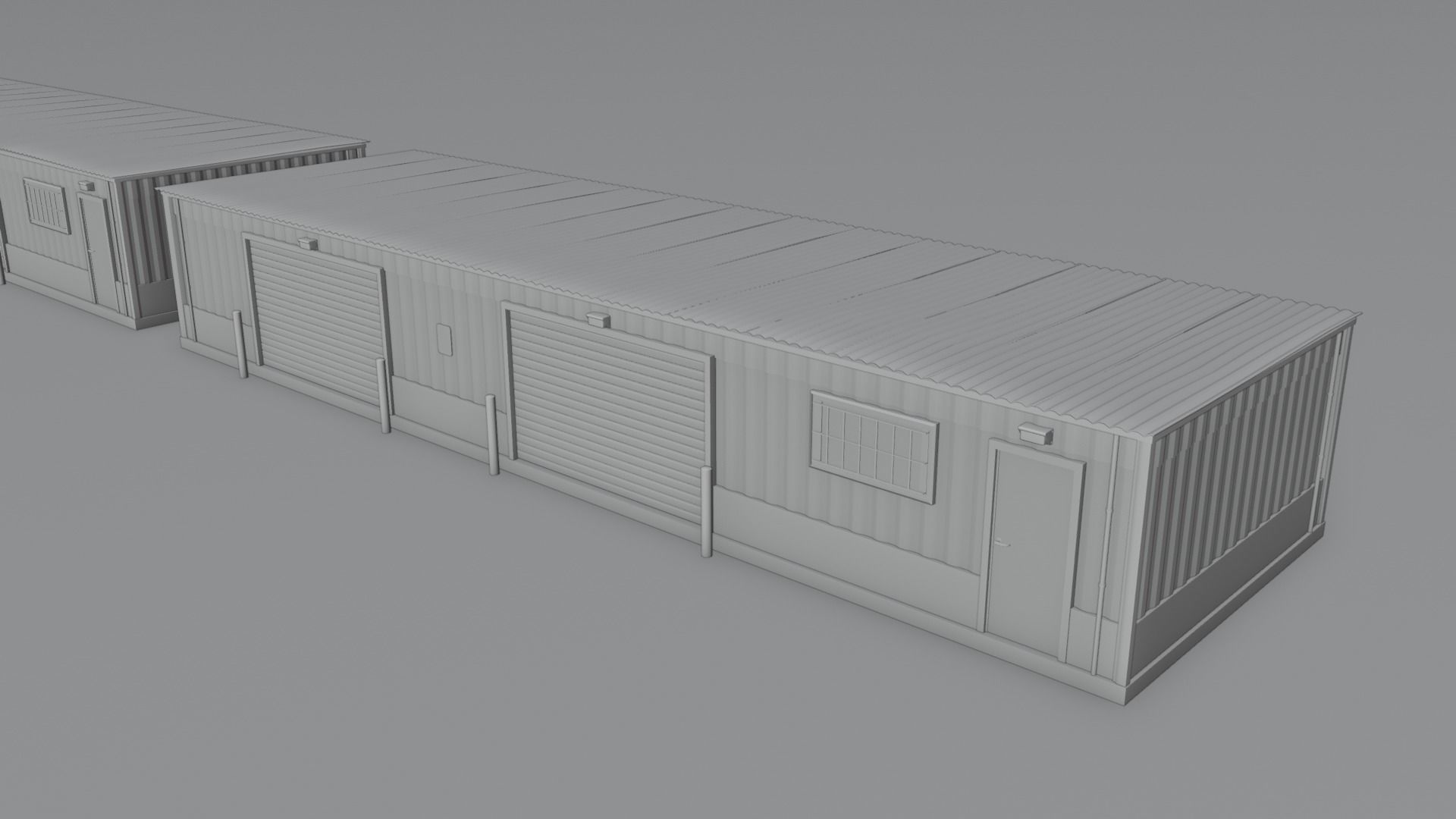Small Industrial Utility Garage 4K and 2K Low-poly 3D model_2