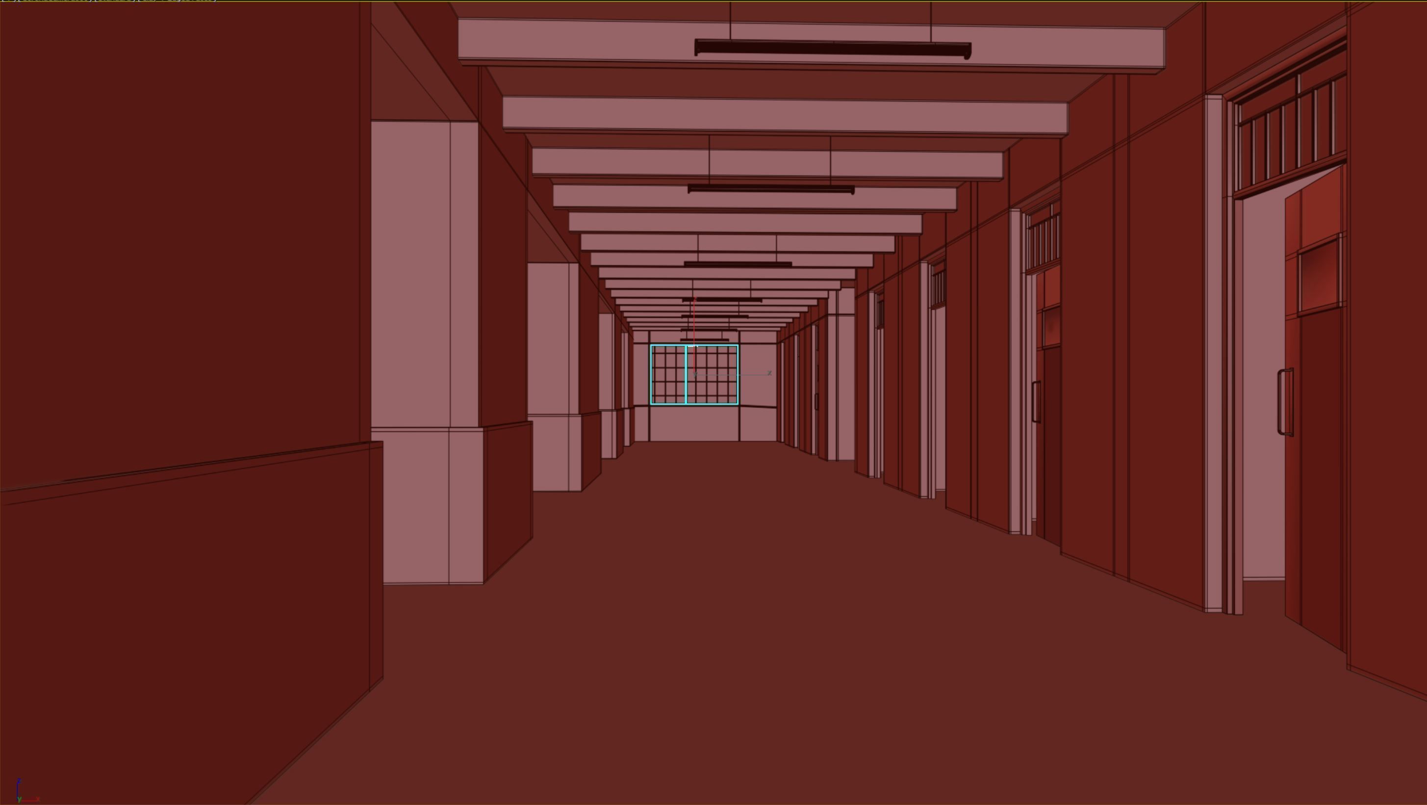 old dark scary corridor 02 3D model Low-poly 3D model_7