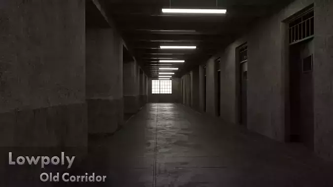 old dark scary corridor 02 3D model Low-poly 3D model