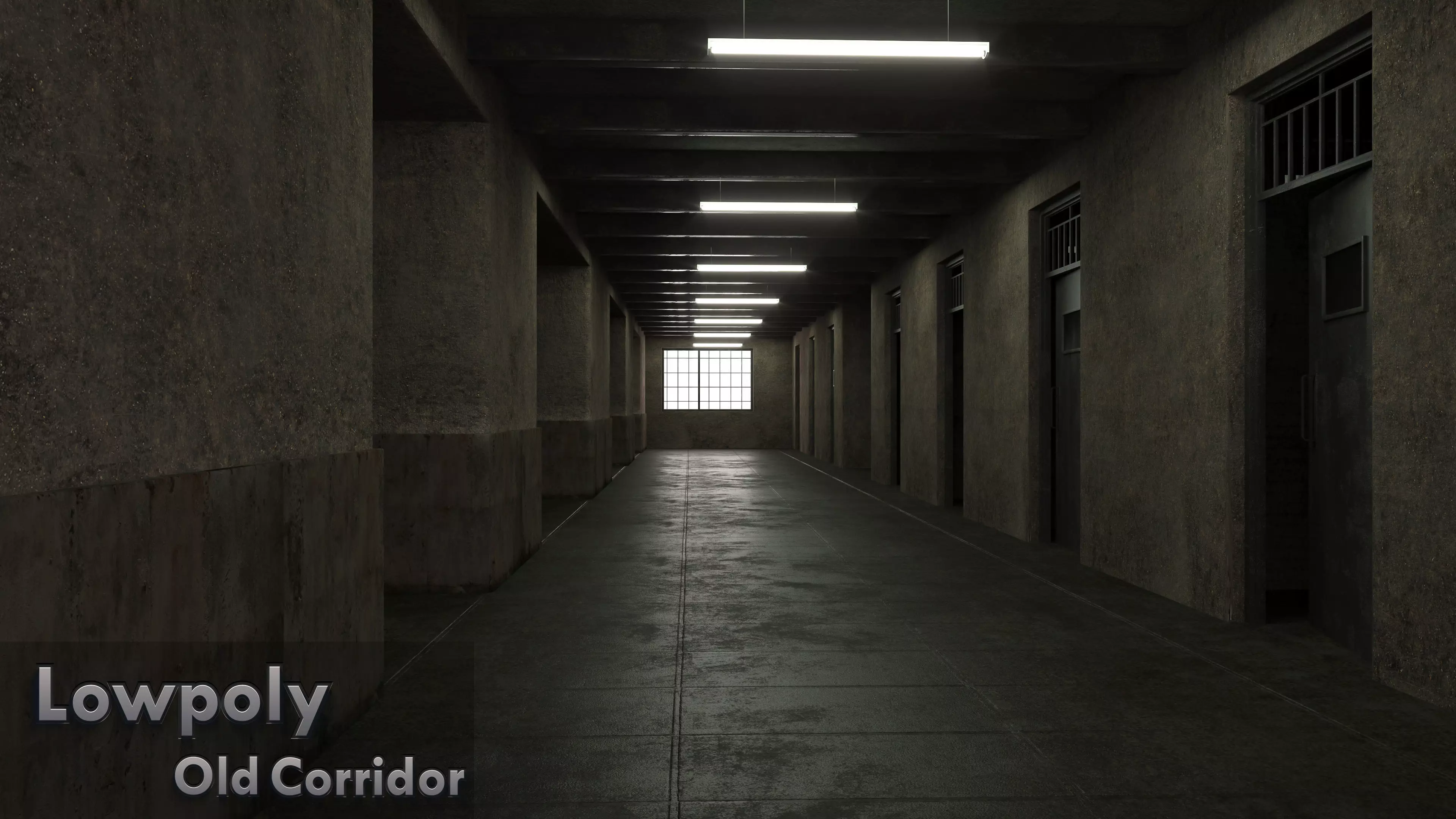 old dark scary corridor 02 3D model Low-poly 3D model_0