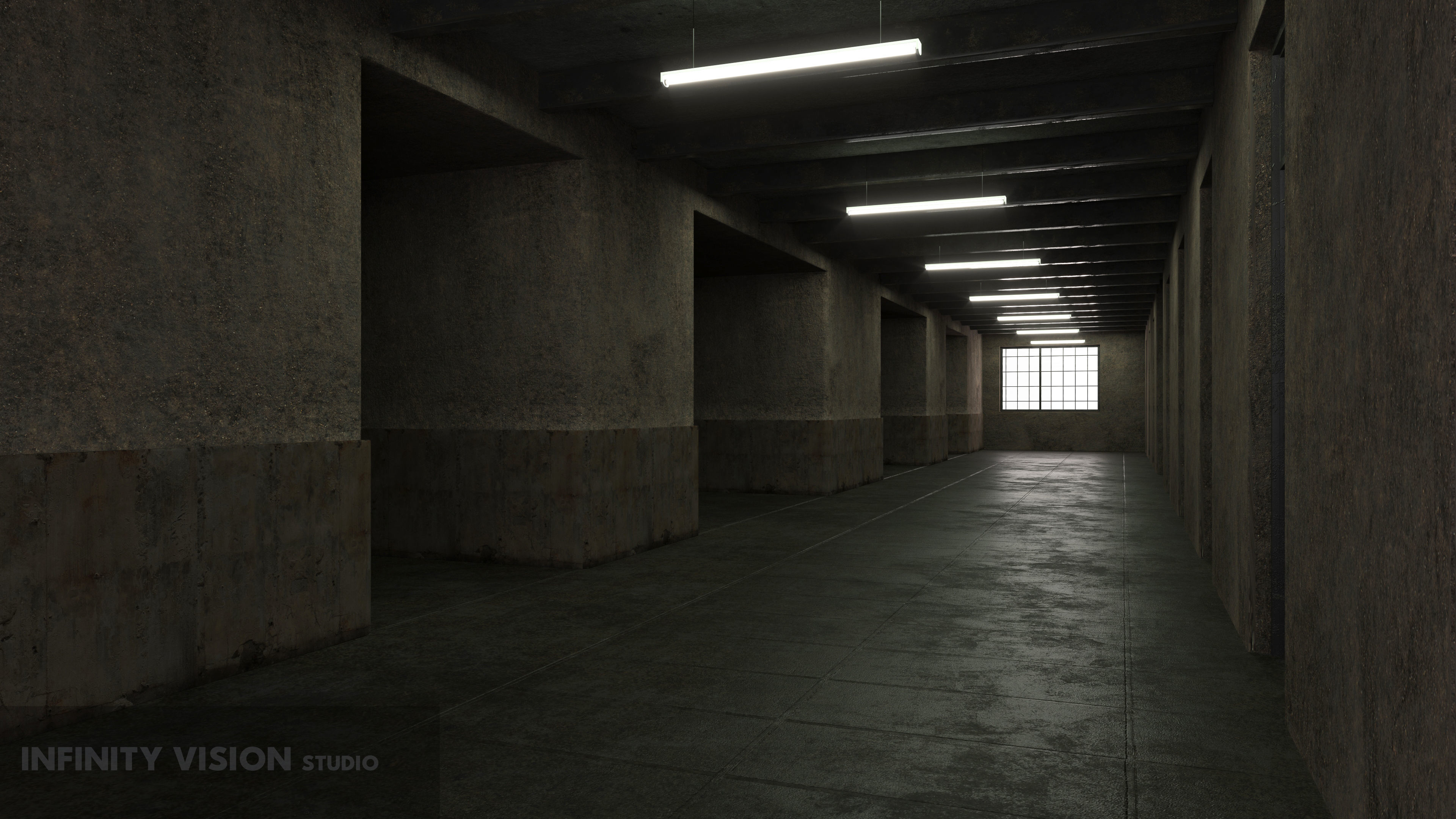 old dark scary corridor 02 3D model Low-poly 3D model_1