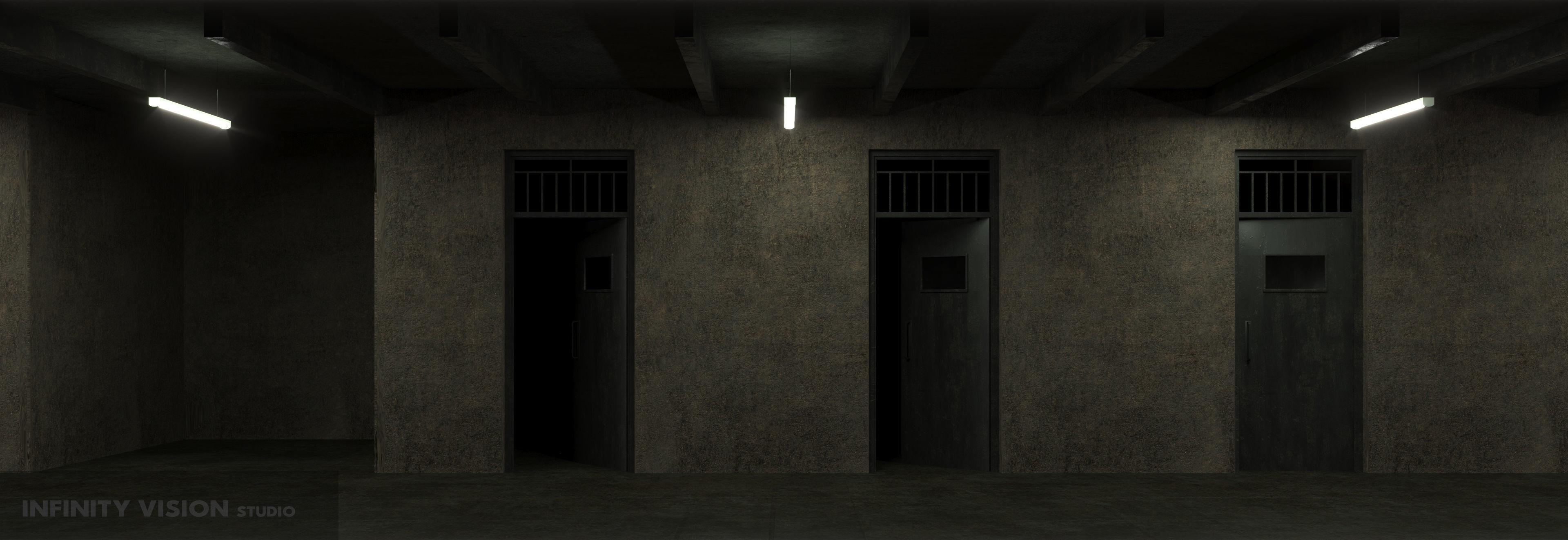 old dark scary corridor 02 3D model Low-poly 3D model_3
