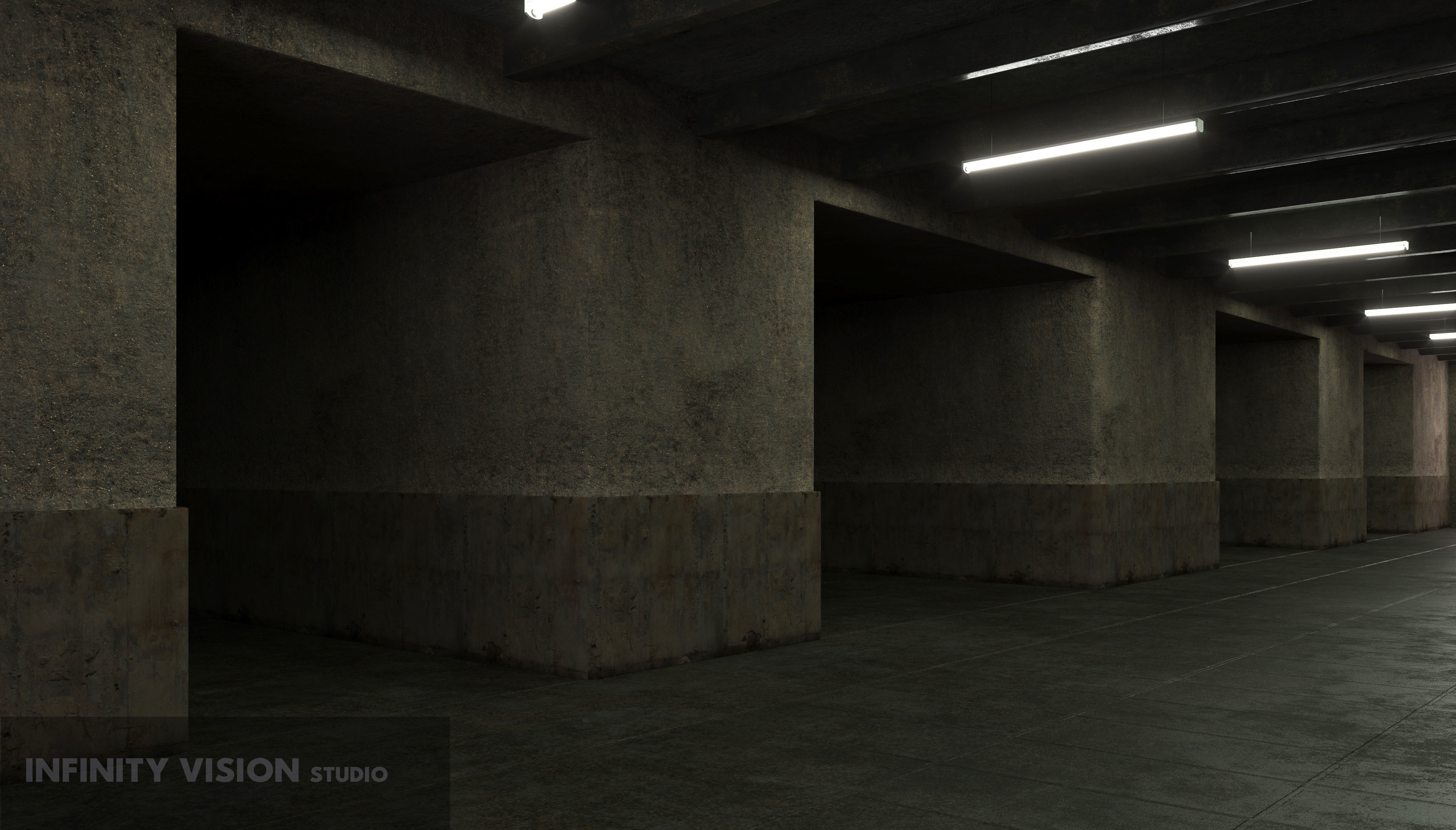 old dark scary corridor 02 3D model Low-poly 3D model_2