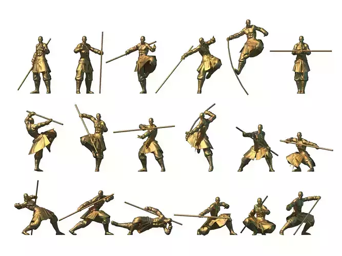 Shaolin Bronze Figures 3D Model