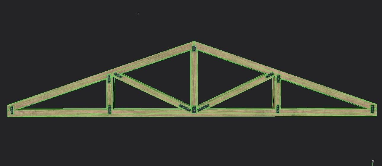 Wooden Roof Truss 04 Low-poly 3D model_1
