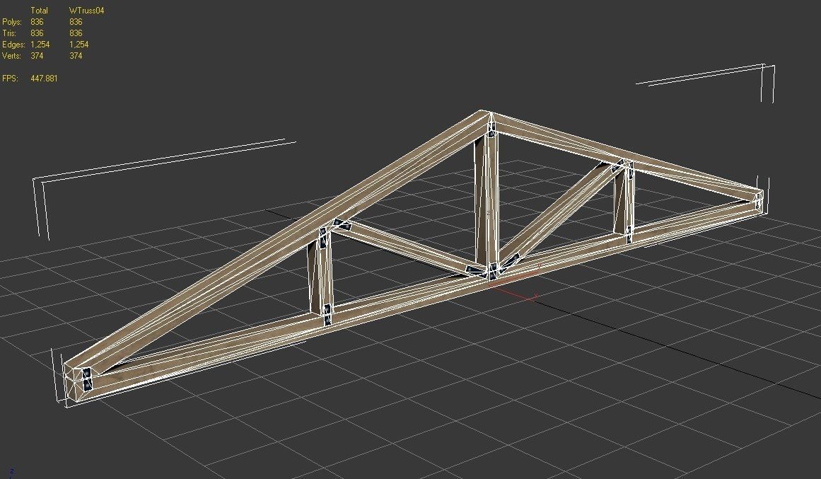 Wooden Roof Truss 04 Low-poly 3D model_11
