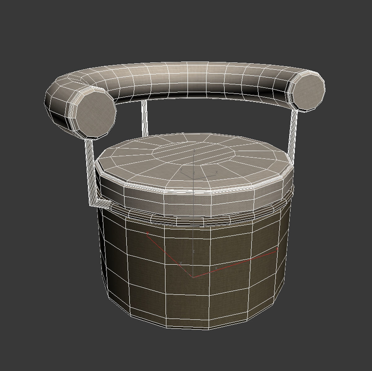 Custom round chair 60s style 3D model_5