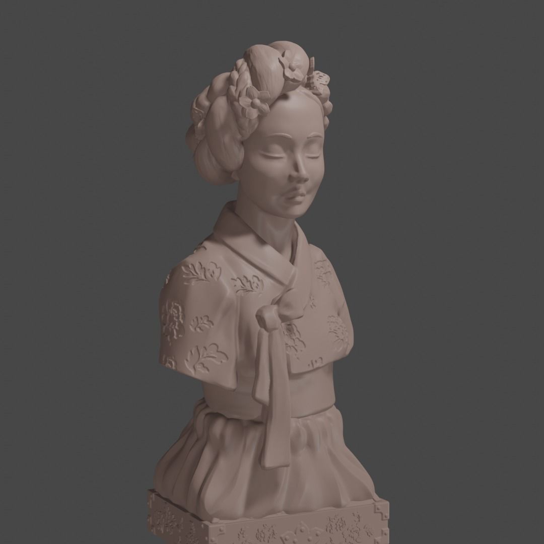 Bust of korean lady 3D print model_3
