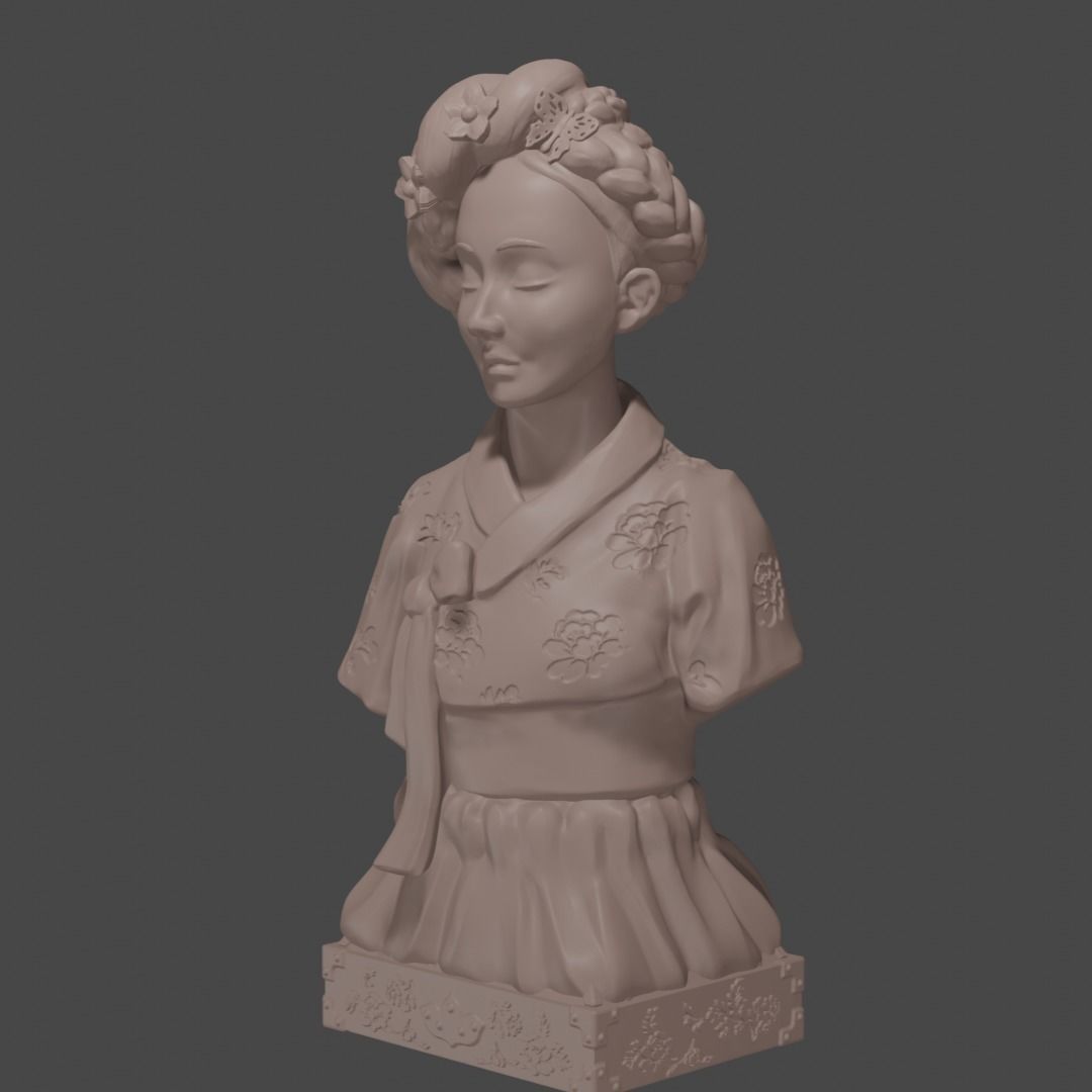 Bust of korean lady 3D print model_4