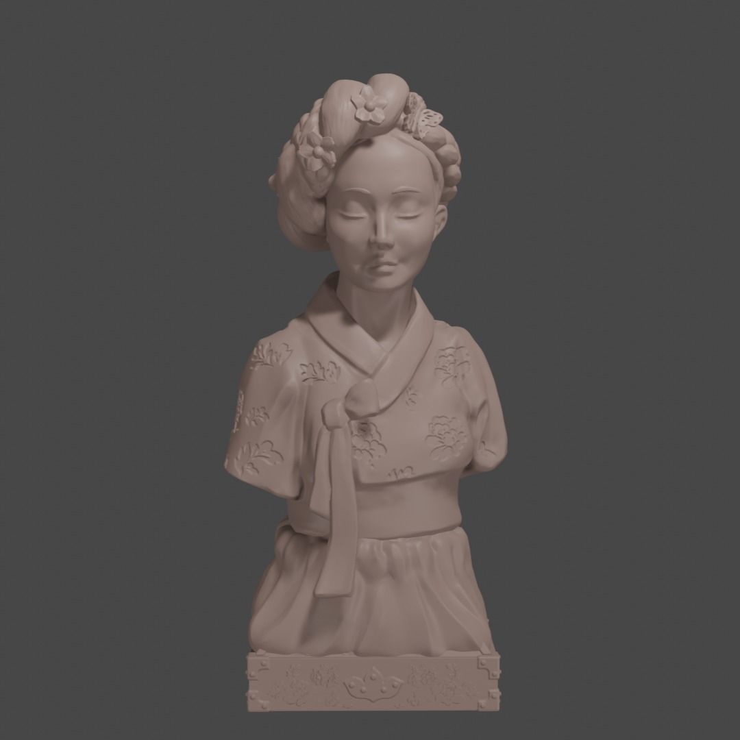 Bust of korean lady 3D print model_5