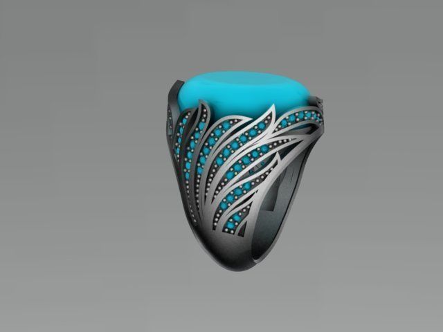 men oval ring 3D model_2