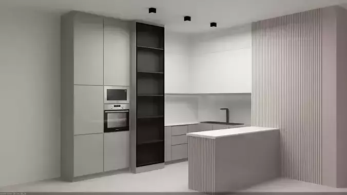 kitchen modern with cabinets and stainless steel appliances