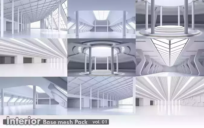interior base mesh pack vol 01 Low-poly 3D model