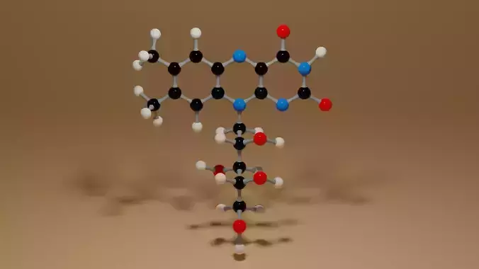 Vitamin B2 Riboflavin C17H20N4O6 Molecule 3D model