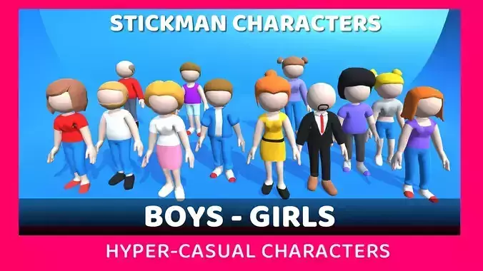 Hypercasual Stickman Characters Boys and Girls