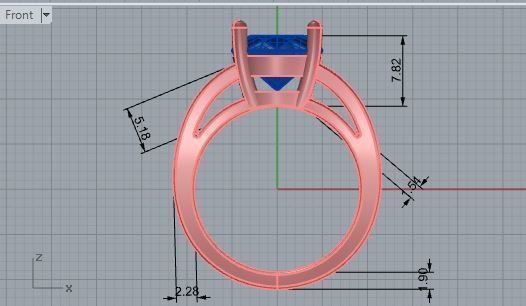 Big one stone Diamond ring 2829 3D print model 3D print model_5