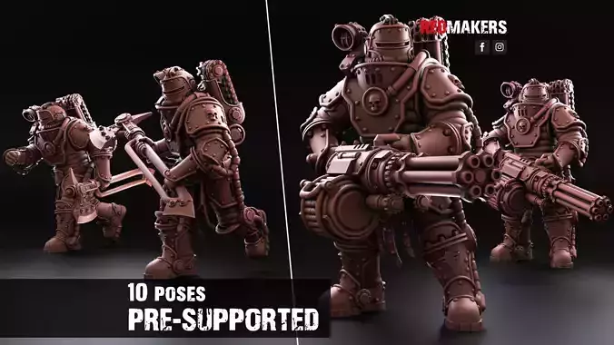 Solar Guard - Squad with Power Axes and Rotor Cannons 3D print model