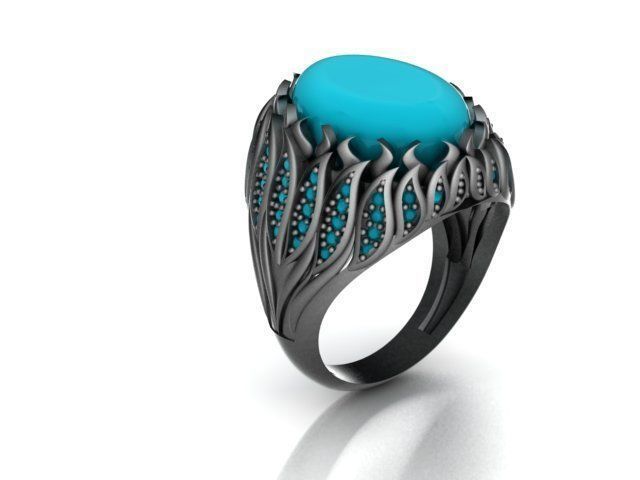 men oval ring 3D model_2