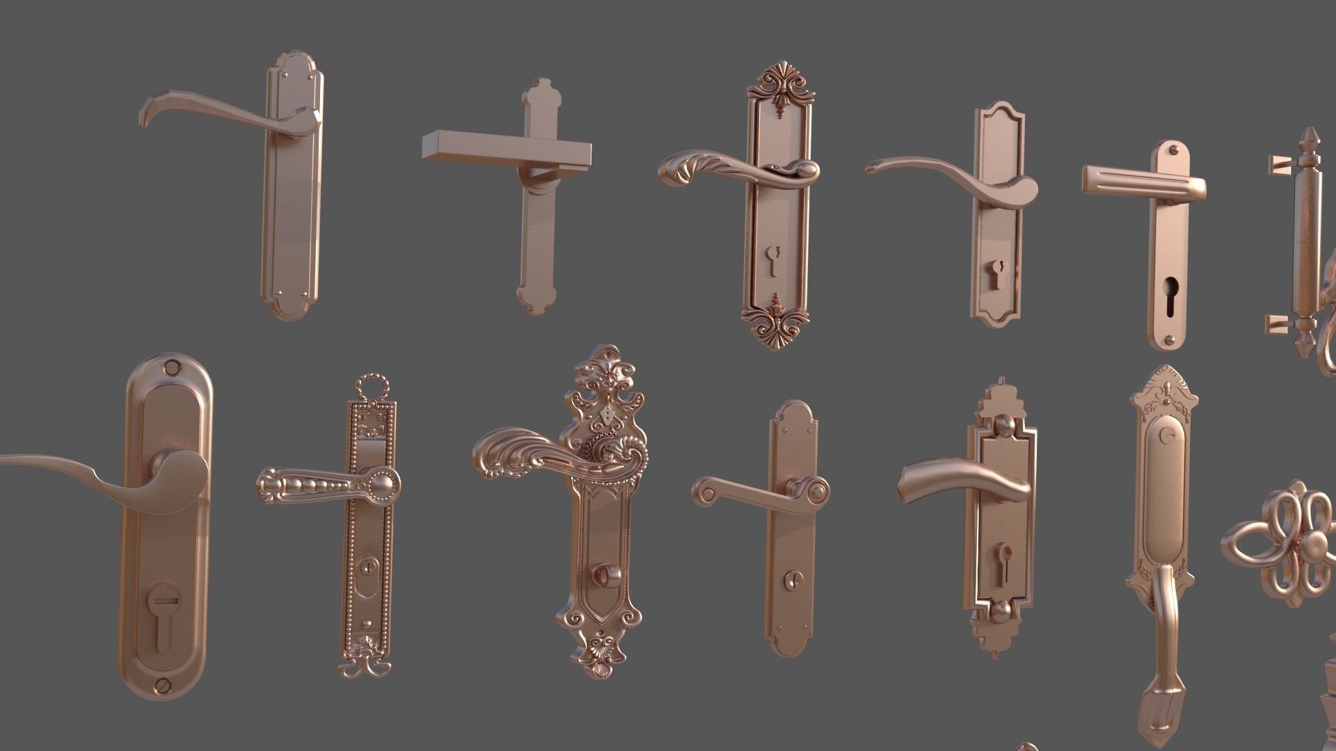 Door handles 3D model_3