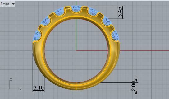 7-Stone diamond ring 2834 3D print model 3D print model_6