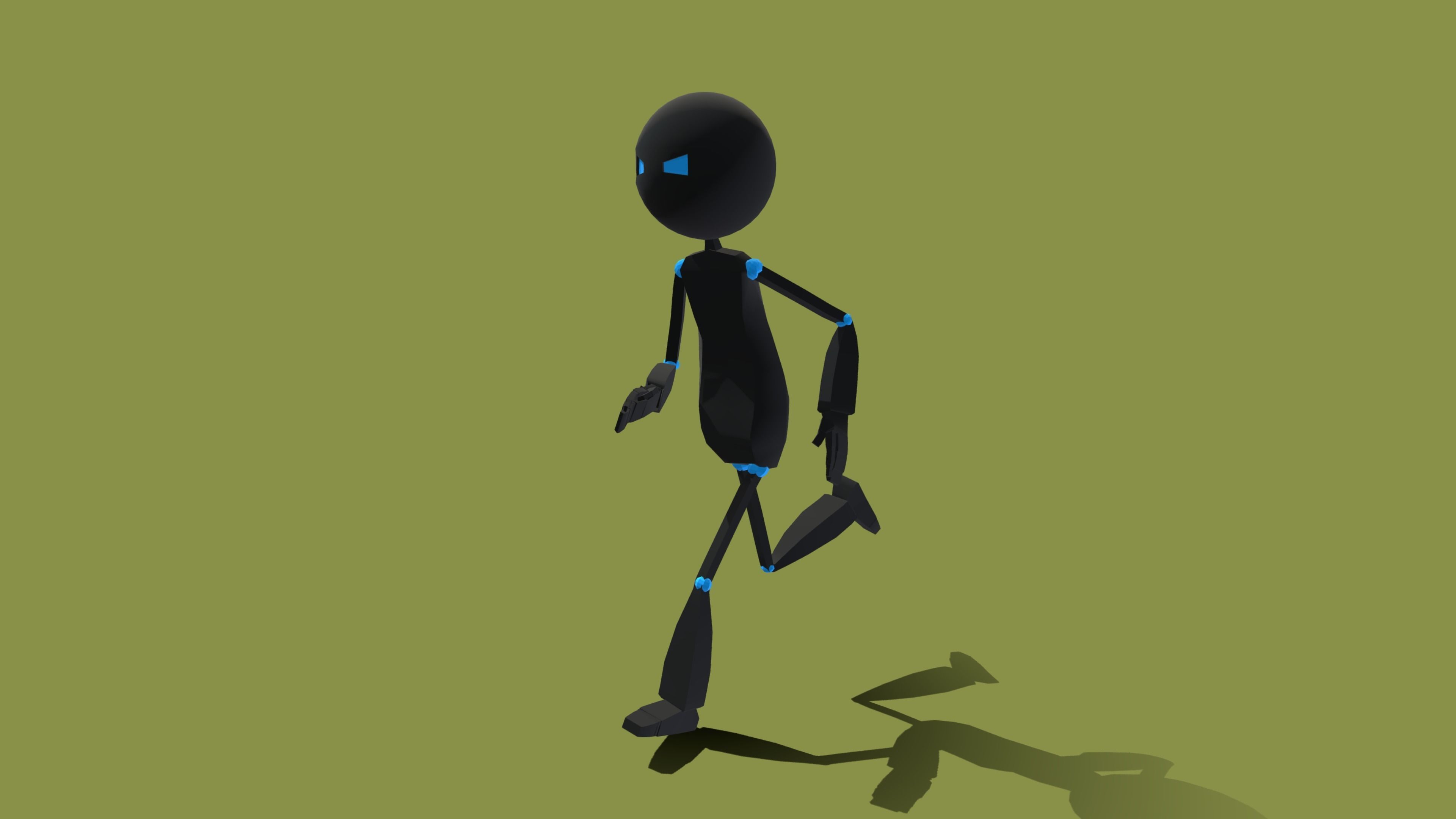 Stickman humanoid with eyes Low-poly 3D model_5