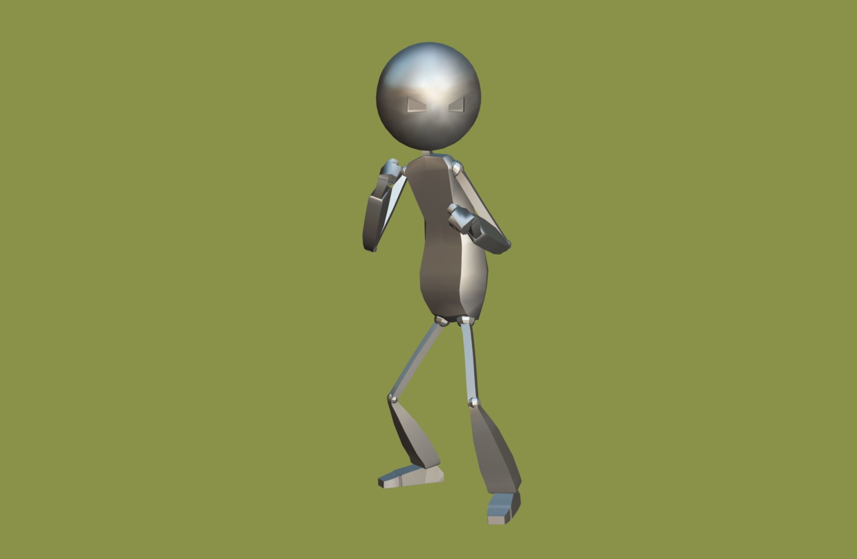 Stickman humanoid with eyes Low-poly 3D model_9