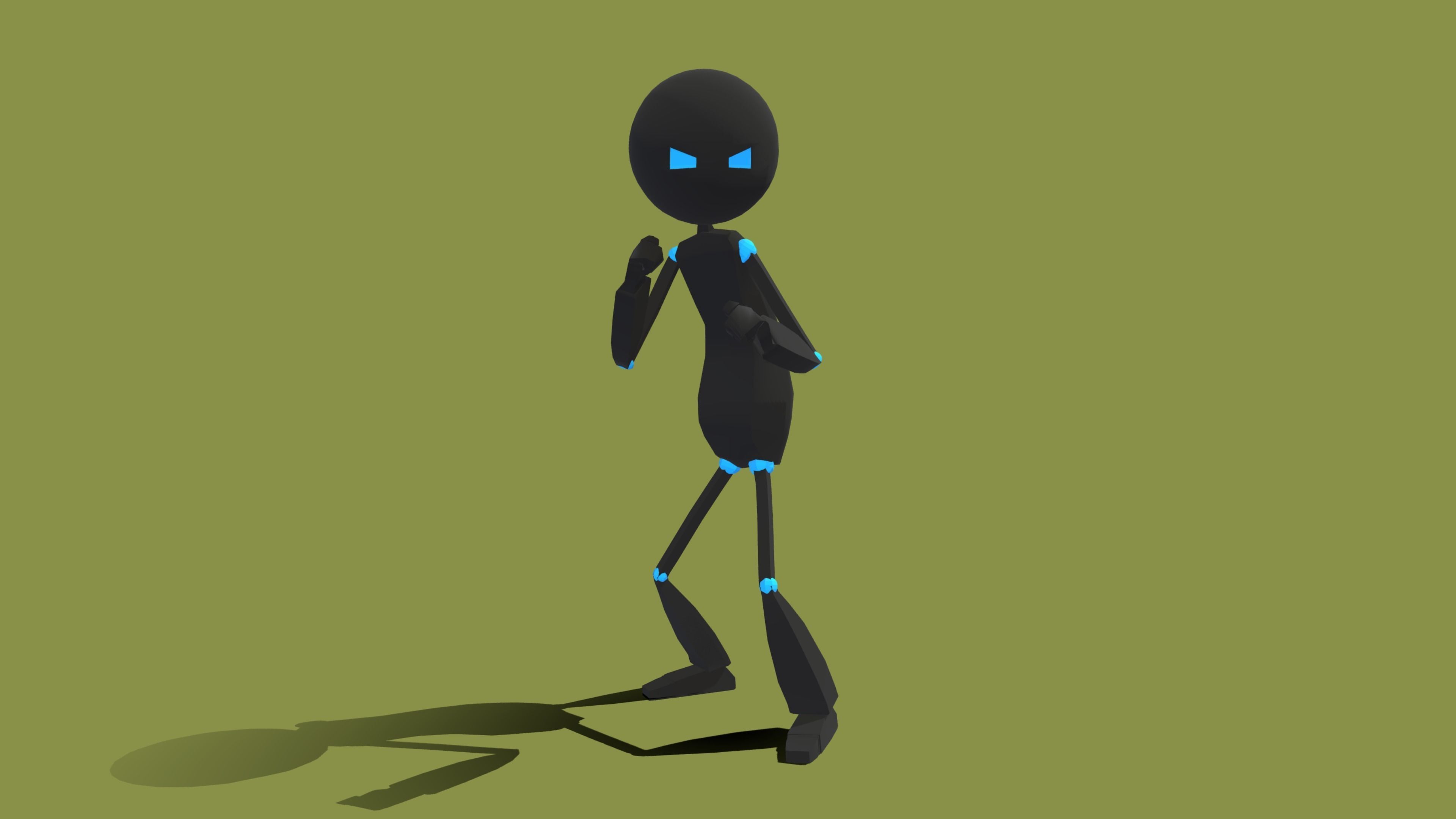 Stickman humanoid with eyes Low-poly 3D model_7