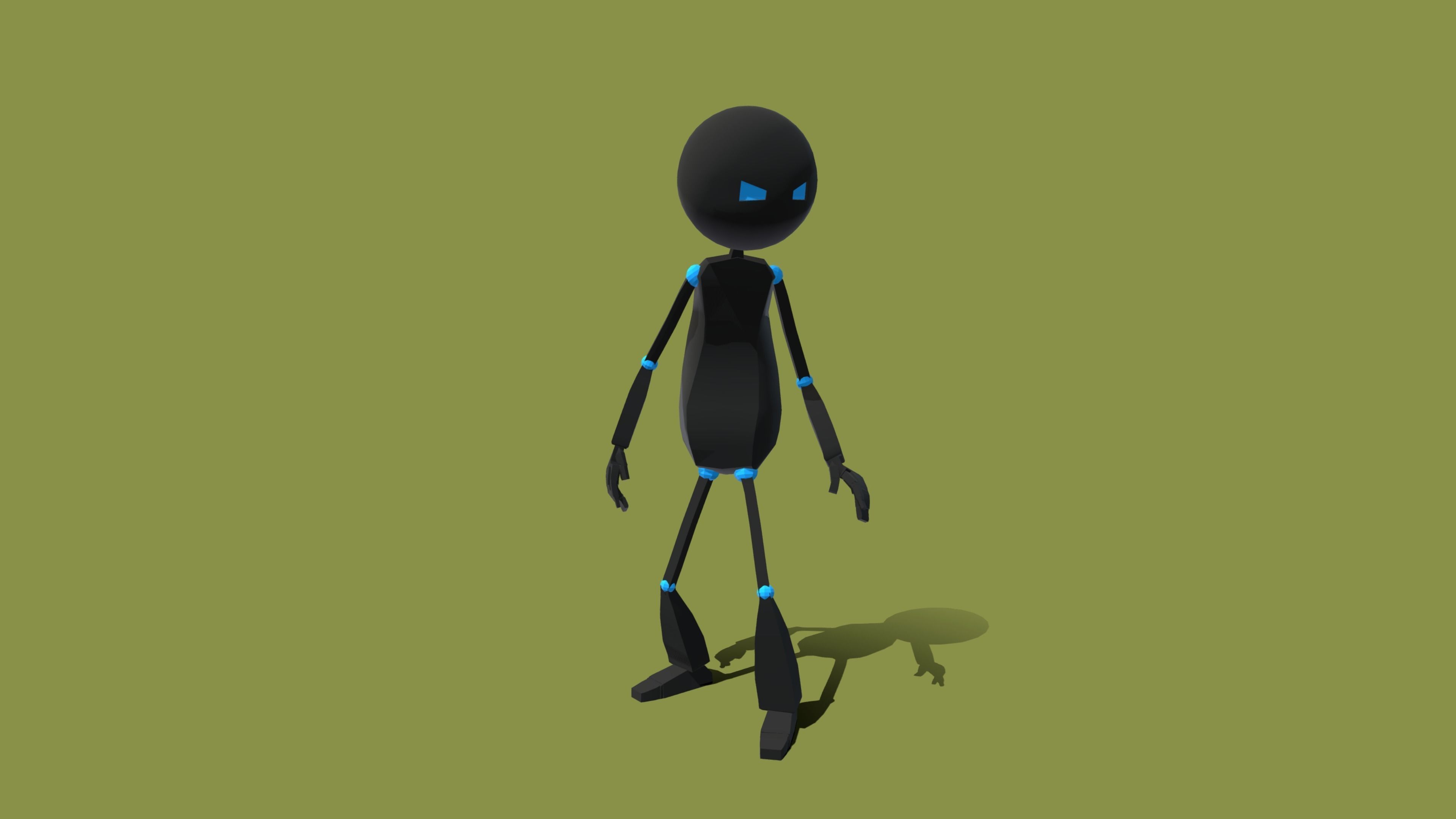 Stickman humanoid with eyes Low-poly 3D model_4