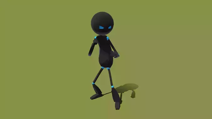 Stickman humanoid with eyes Low-poly 3D model