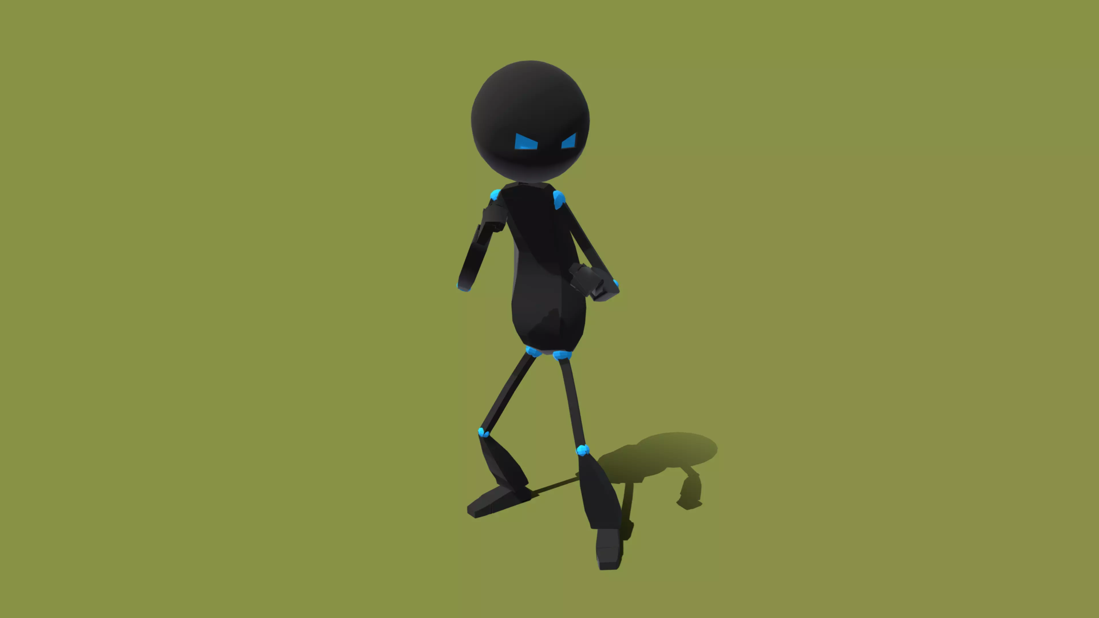 Stickman humanoid with eyes Low-poly 3D model_0