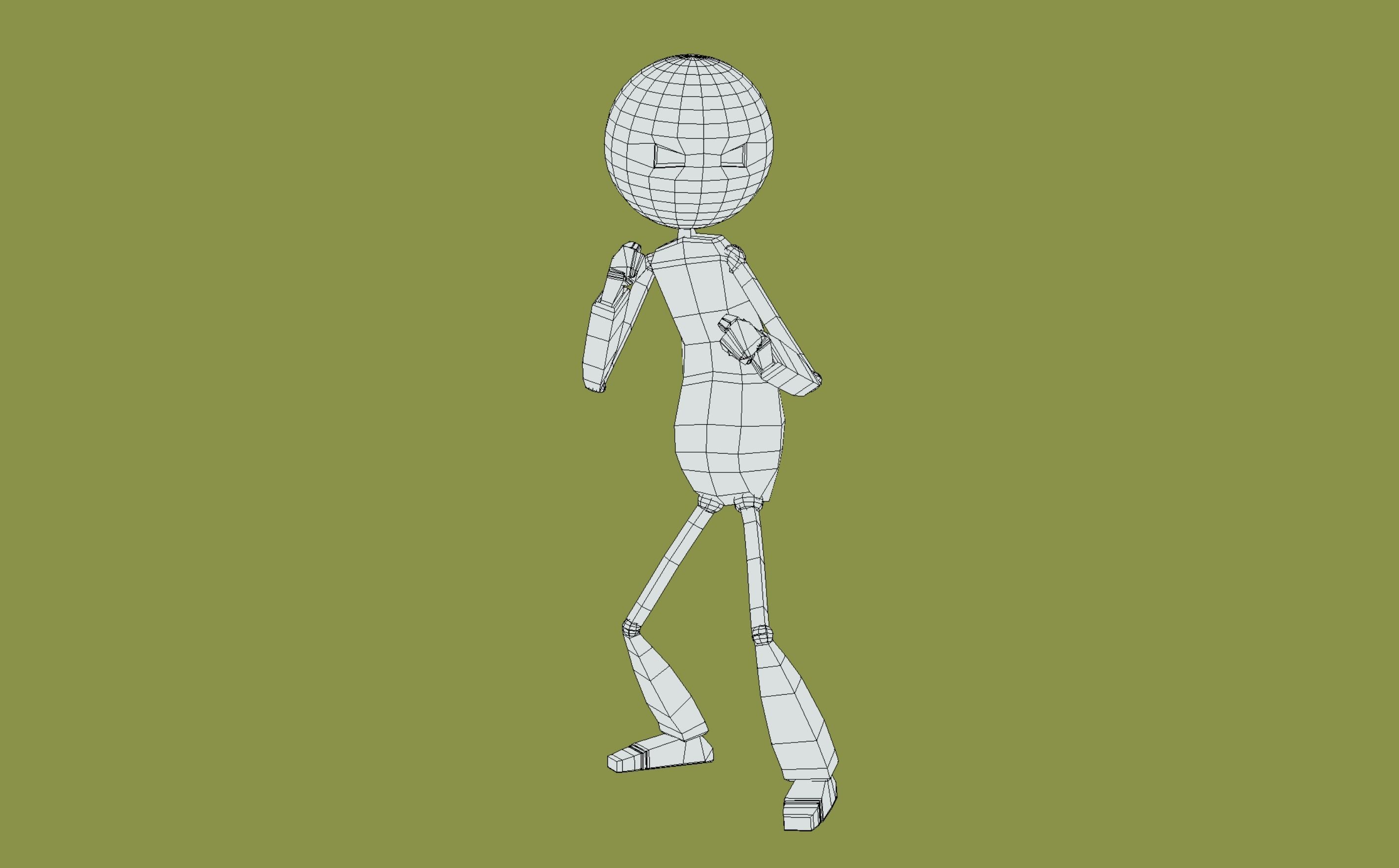 Stickman humanoid with eyes Low-poly 3D model_8