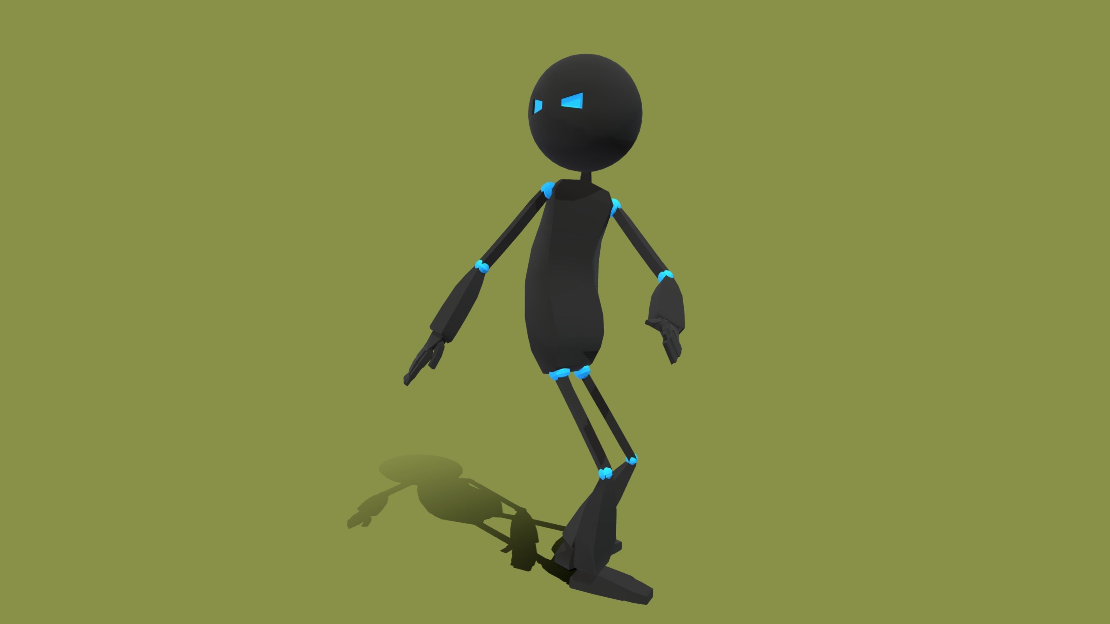 Stickman humanoid with eyes Low-poly 3D model_6