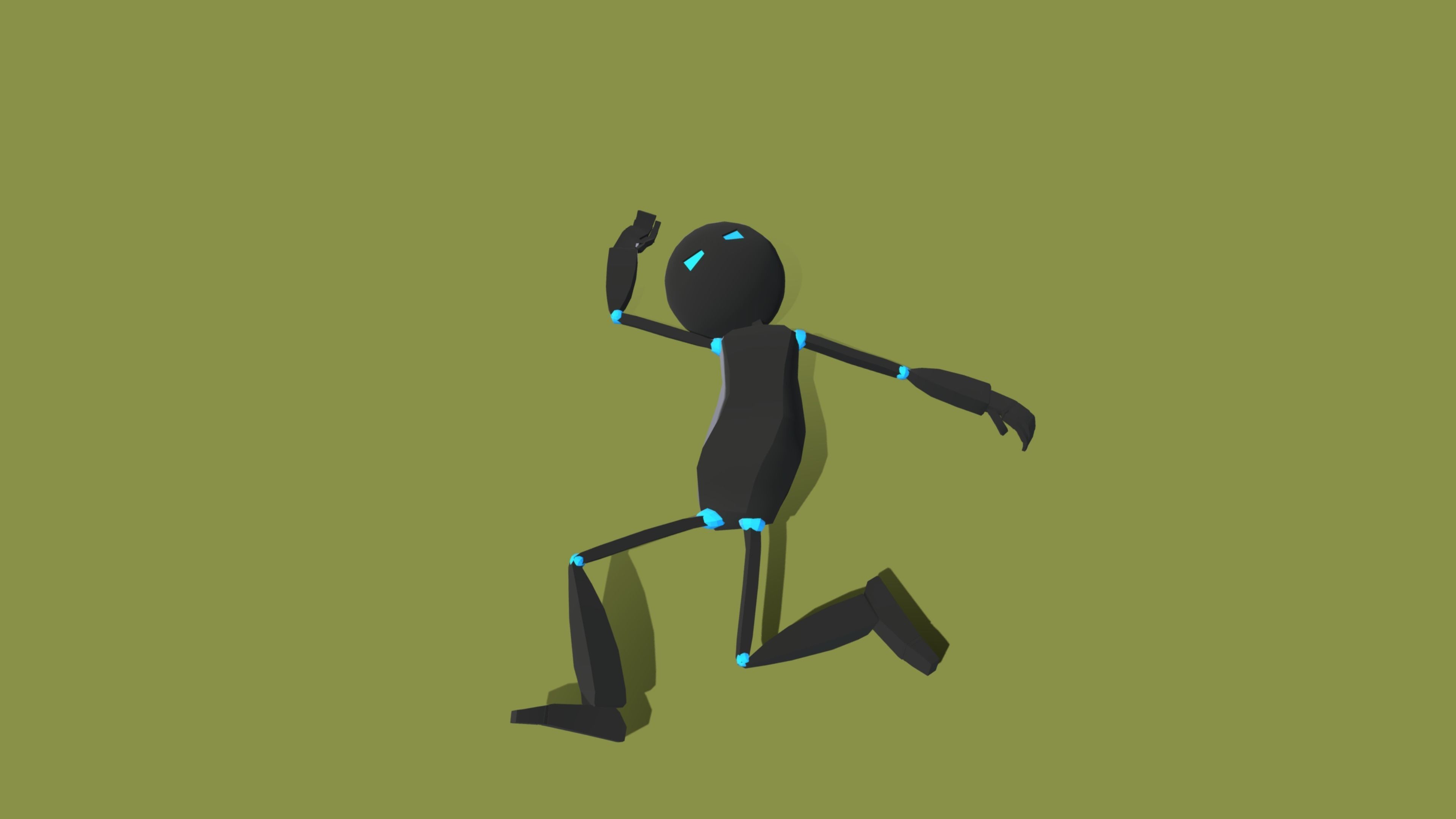 Stickman humanoid with eyes Low-poly 3D model_2