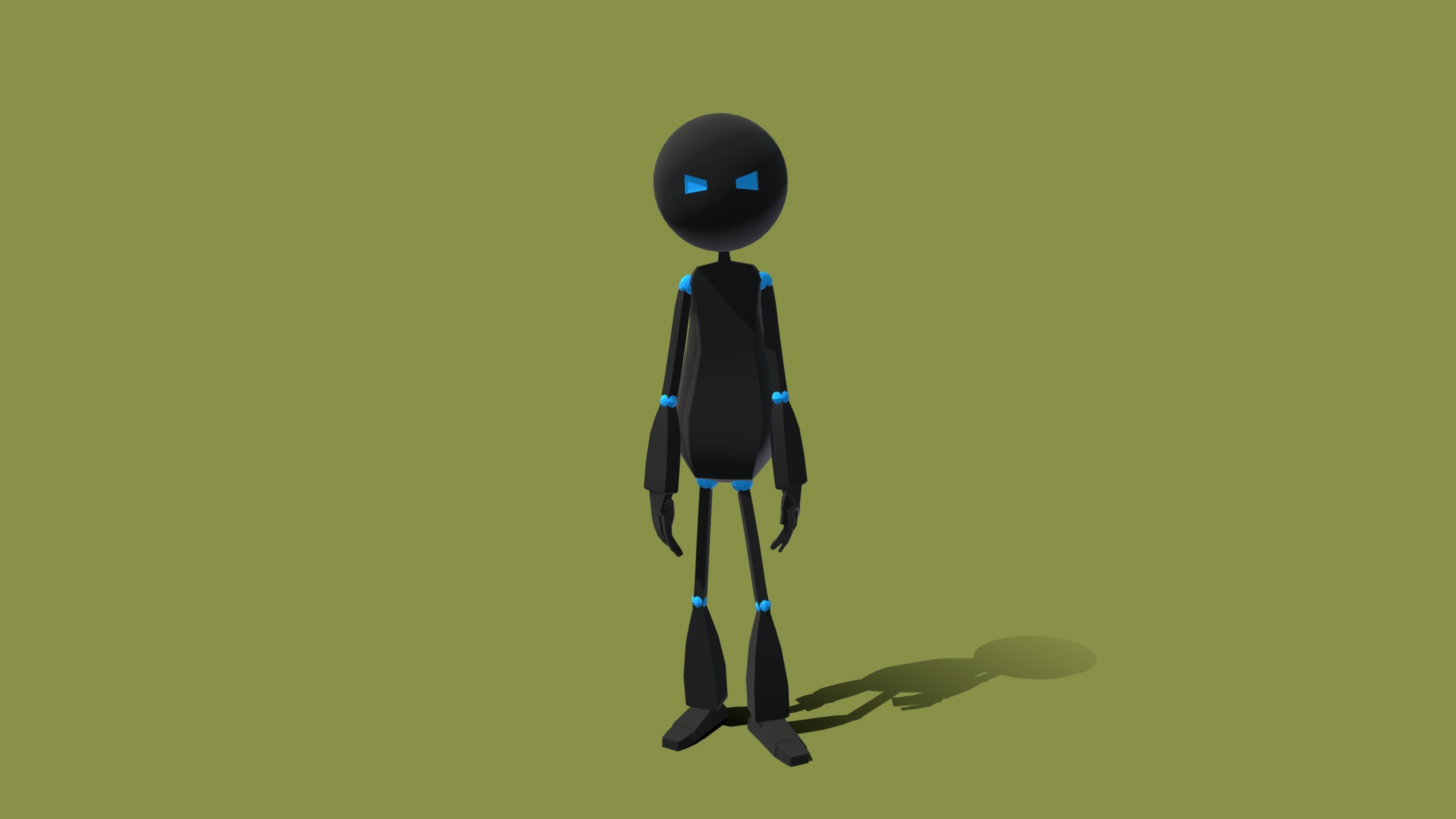 Stickman humanoid with eyes Low-poly 3D model_3