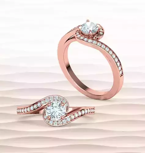Bypass Solitaire Ring Engagement Ring with 5mm stone  3D print model