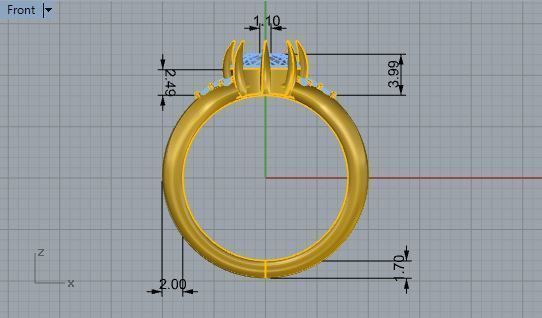Gallant Blue Diamond ring 2837 3D print model 3D print model_5