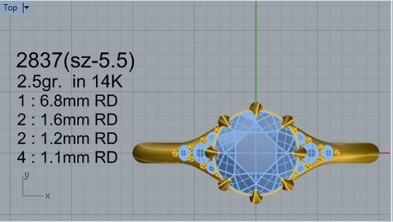 Gallant Blue Diamond ring 2837 3D print model 3D print model_4