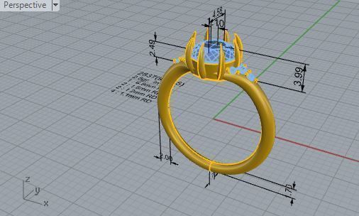 Gallant Blue Diamond ring 2837 3D print model 3D print model_7