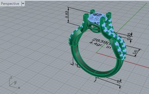Textured diamond ring 2839 3D print model 3D print model_7