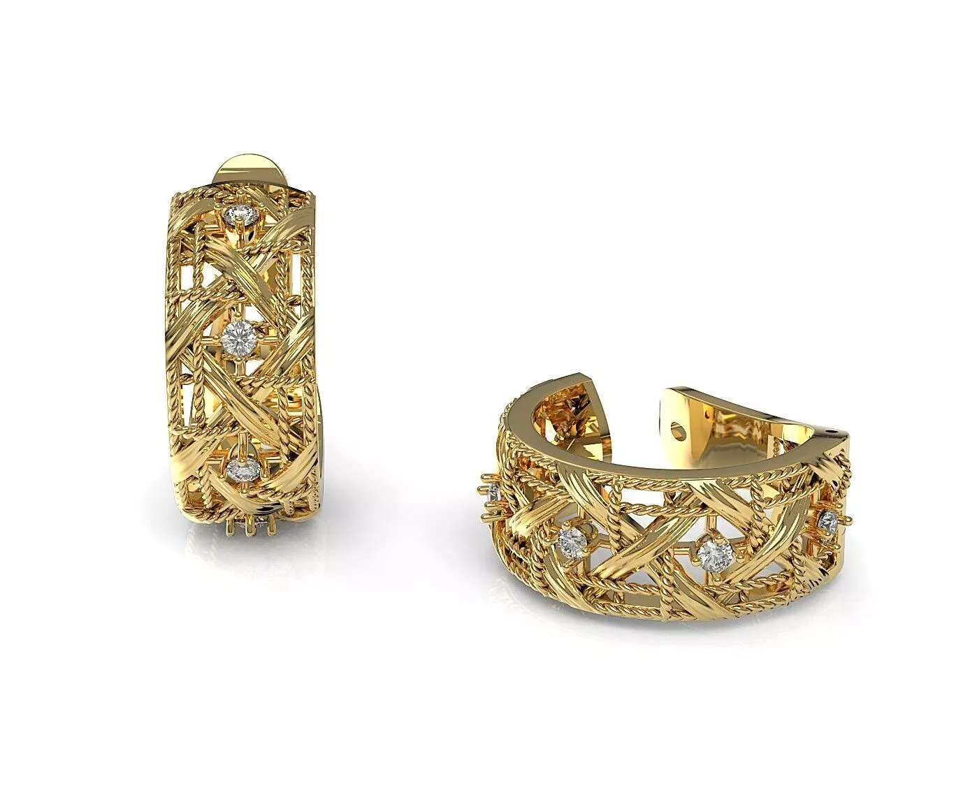 Filigree Hoop Earrings Woven Wire Jewelry 3D print model
