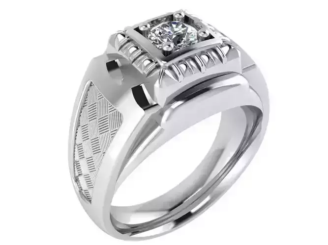 Man ring with diamond stone 2842 3D print model