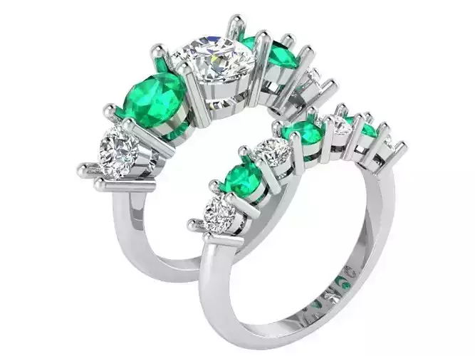 Green and white diamond ring 2844 3D print model