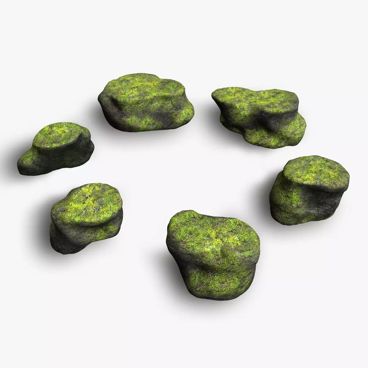Short Flat Rocks - Moss 1 Low-poly 3D model_0