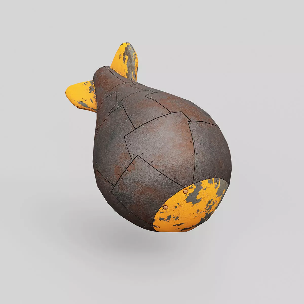 Nuclear Atom Bomb in Steampunk Style Low-poly 3D model_0