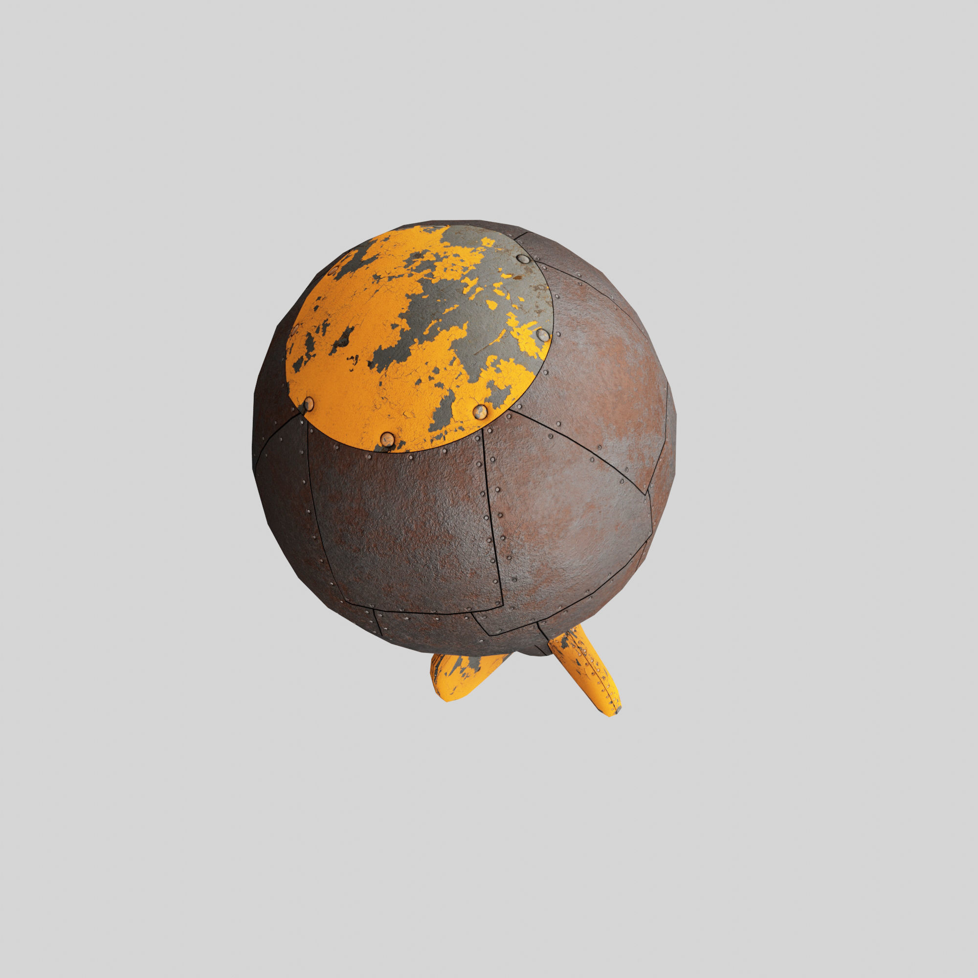 Nuclear Atom Bomb in Steampunk Style Low-poly 3D model_10