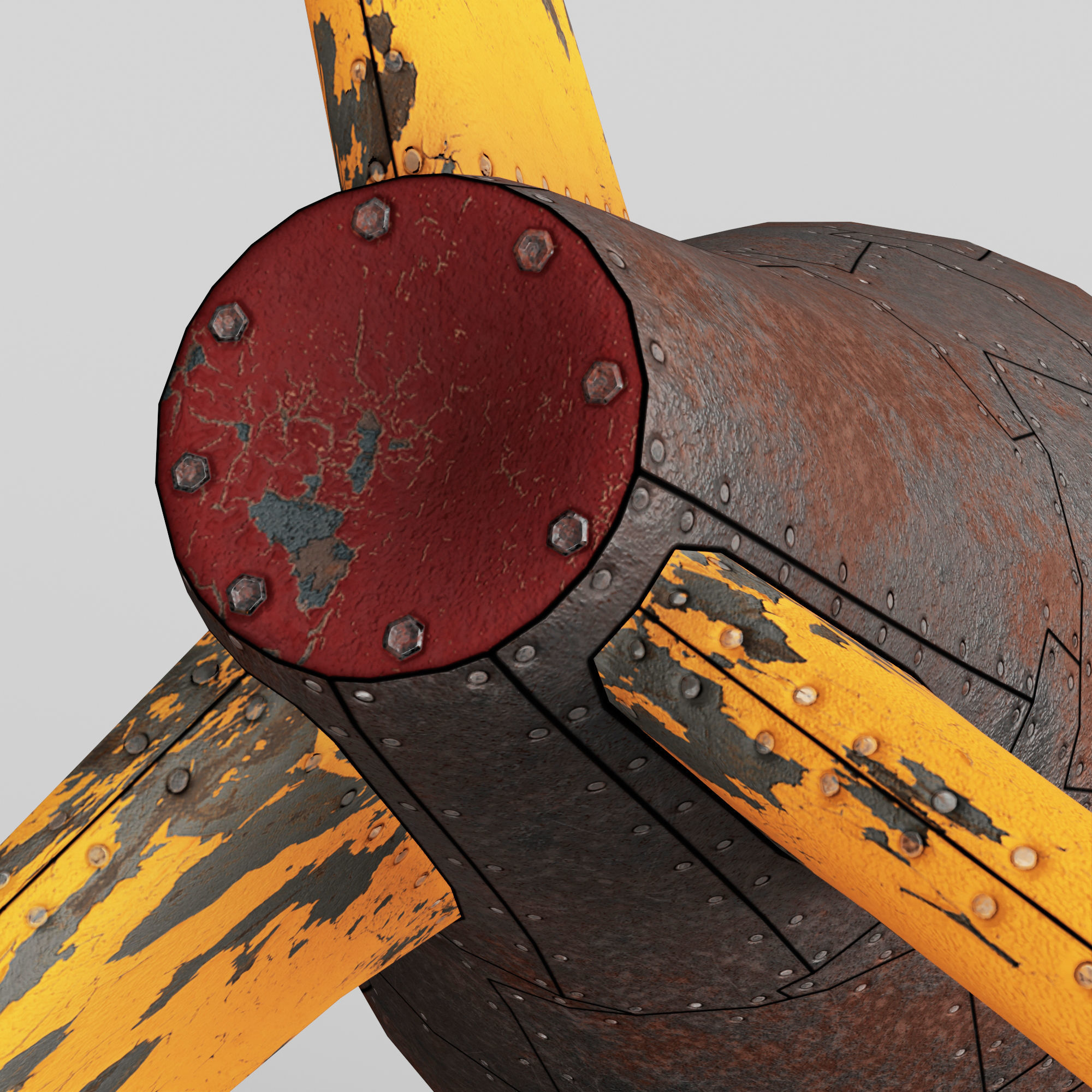 Nuclear Atom Bomb in Steampunk Style Low-poly 3D model_16