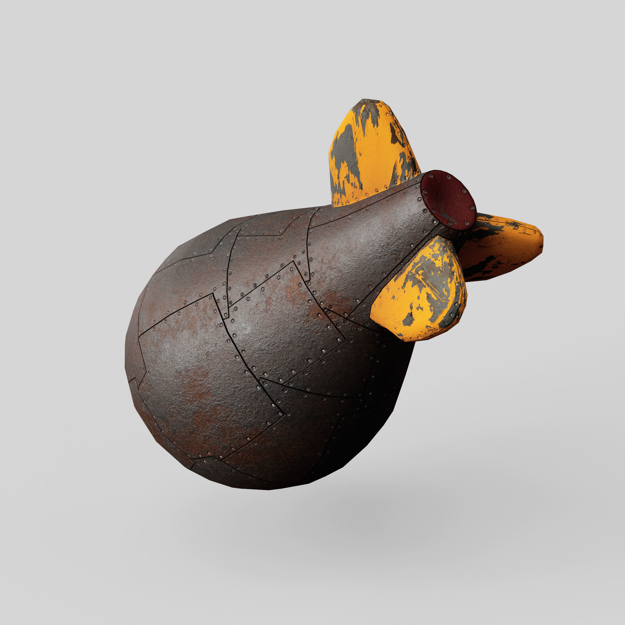 Nuclear Atom Bomb in Steampunk Style Low-poly 3D model_7